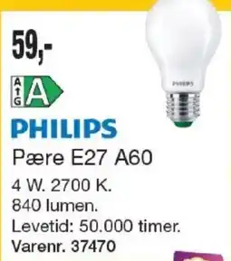 Harald Nyborg Philips Pære E27 A60 tilbud