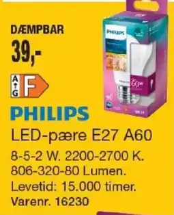 Harald Nyborg Philips led-pære e27 a60 tilbud