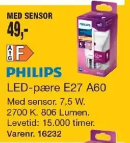 Harald Nyborg Philips led-pære e27 a60 tilbud