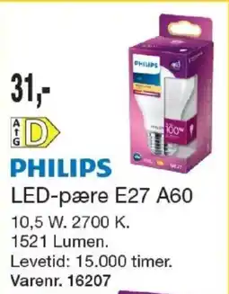 Harald Nyborg Philips led-pære e27 a60 tilbud