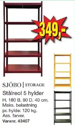 Harald Nyborg Sjöbo storage stålreol 5 hylder tilbud