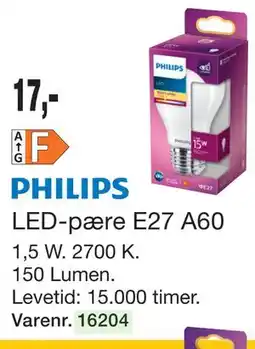 Harald Nyborg PHILIPS LED-pære E27 A60 tilbud