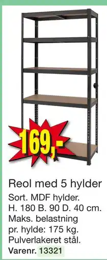Harald Nyborg Reol med 5 hylder tilbud