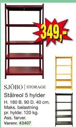 Harald Nyborg SJÖBO | STORAGE Stålreol 5 hylder tilbud