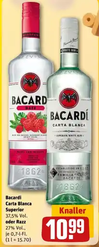 REWE DE Bacardi Carta Blanca Superior oder Razz tilbud