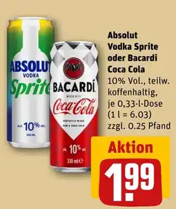 REWE DE Absolut Vodka Sprite oder Bacardi Coca Cola tilbud