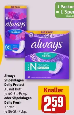 REWE DE Always Slipeinlagen Daily Protect tilbud