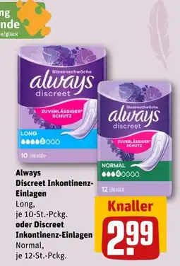 REWE DE Always Discreet Inkontinenz-Einlagen tilbud