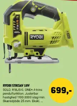 XL-BYG Ryobi stiksåy 18v tilbud