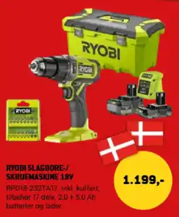 XL-BYG Ryobi slagbore-/skruemaskine 18v tilbud
