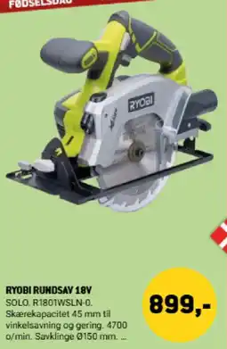 XL-BYG Ryobi rundsav 18v tilbud