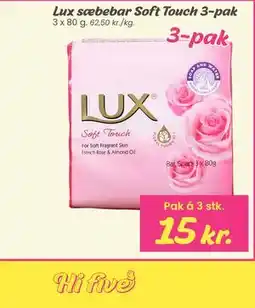 Hi five Lux sæbebar Soft Touch 3-pak tilbud