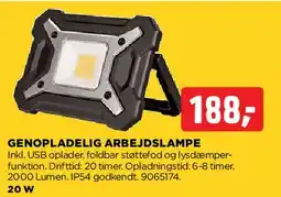 jem & fix GENOPLADELIG ARBEJDSLAMPE tilbud