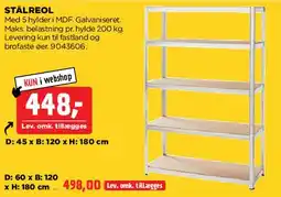 jem & fix Stålreol (5 hylder) tilbud