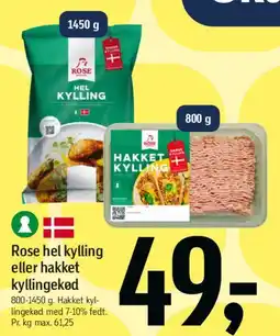 Føtex Rose hel kylling eller hakket kyllingekød tilbud