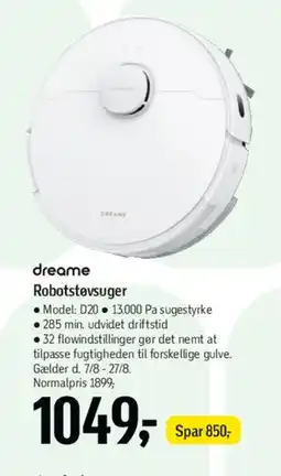 Føtex dreame Robotstøvsuger (hvid rund model) tilbud