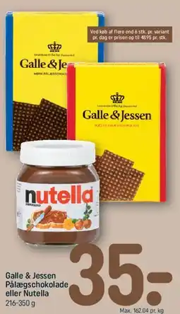 REMA 1000 Galle & Jessen pålægschokolade eller Nutella tilbud