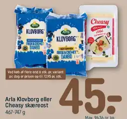 REMA 1000 Arla Klovborg eller Cheasy skæreost tilbud