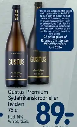 REMA 1000 Gustus Premium Sydafrikansk rød- eller hvidvin, 75 cl tilbud