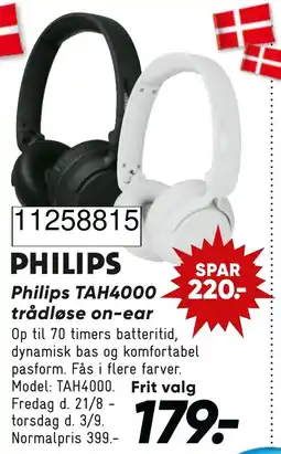 Wupti Philips TAH4000 trådløse on-ear tilbud