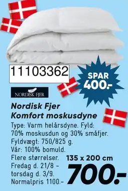 Wupti Nordisk Fjer Komfort moskusdyne tilbud
