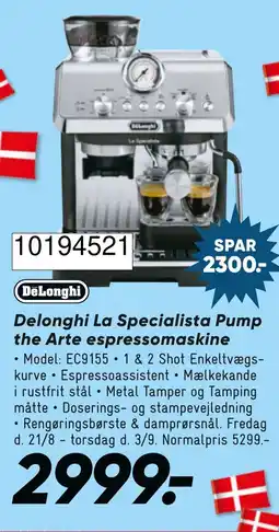 Wupti DeLonghi La Specialista Pump the Arte espressomaskine tilbud