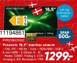 Wupti Prosonic 18,5" bærbar skærm tilbud