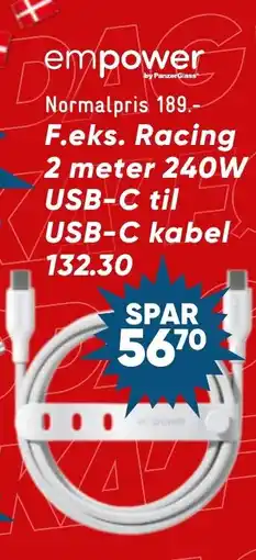 Wupti empower USB-C til USB-C kabel tilbud