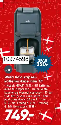Wupti Wilfa Volokapselkaffemaskine mini 3i1 tilbud