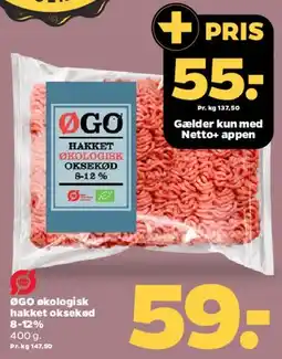 Netto ØGO hakket økologisk oksekød tilbud