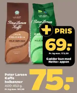 Netto Peter Larsen kaffe (hele bønner) tilbud