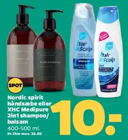 Netto Nordic Spirit håndsæbe / XHC Medipure 2i1 shampoo/balsam tilbud