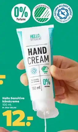 Netto Hello Sensitive hand cream tilbud