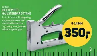 Hæftepistol m/justerbar styrke