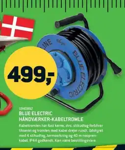 XL-BYG Blue Electric håndværker-kabeltromle tilbud