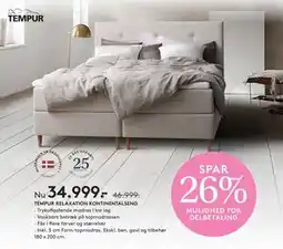 SENG TEMPUR RELAXATION KONTINENTALSENG tilbud
