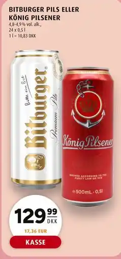 Scandinavian Park BITBURGER PILS ELLER KÖNIG PILSENER tilbud