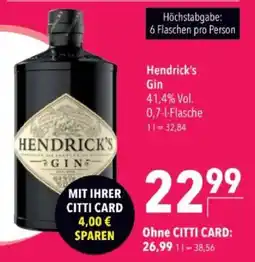 Citti Hendrick's Gin tilbud