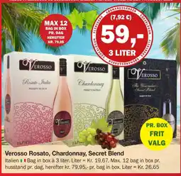 Købmandsgården Verosso Rosato, Chardonnay, Secret Blend tilbud