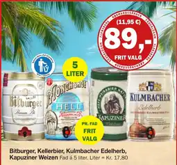 Købmandsgården Bitburger, Kellerbier, Kulmbacher Edelherb, Kapuziner Weizen tilbud