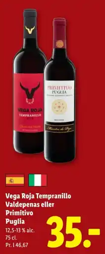 Lidl Vega Roja Tempranillo eller Primitivo tilbud