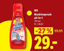 Lidl W5 maskinopvask all-in-1 tilbud