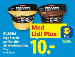 Lidl Milbona High Protein vanilje- eller chokoladebudding tilbud