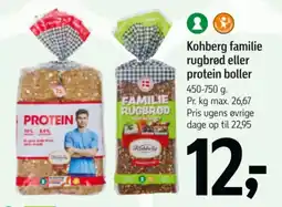 Føtex Kohberg familie rugbrød eller protein boller tilbud