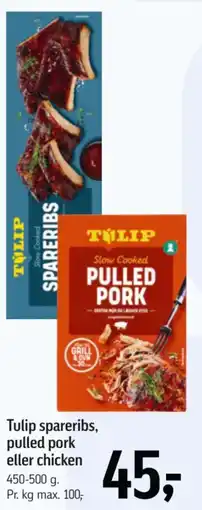 Føtex Tulip spareribs, pulled pork eller chicken tilbud