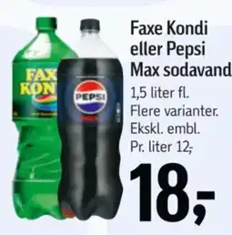 Føtex Faxe Kondi eller Pepsi Max sodavand tilbud