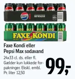 Føtex Faxe Kondi eller Pepsi Max sodavand tilbud