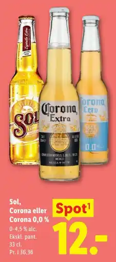 Lidl Sol, Corona eller Corona 0,0 % tilbud