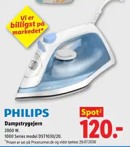 Lidl Philips dampstrygejern 2000 w. 1000 series model dst1030/20 tilbud