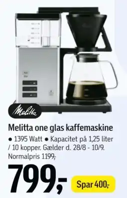 Føtex Melitta one glas kaffemaskine tilbud